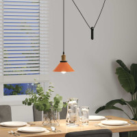 Produktbild för Taklampa höjdjusterbar E27 glans orange Ø 22 cm metall