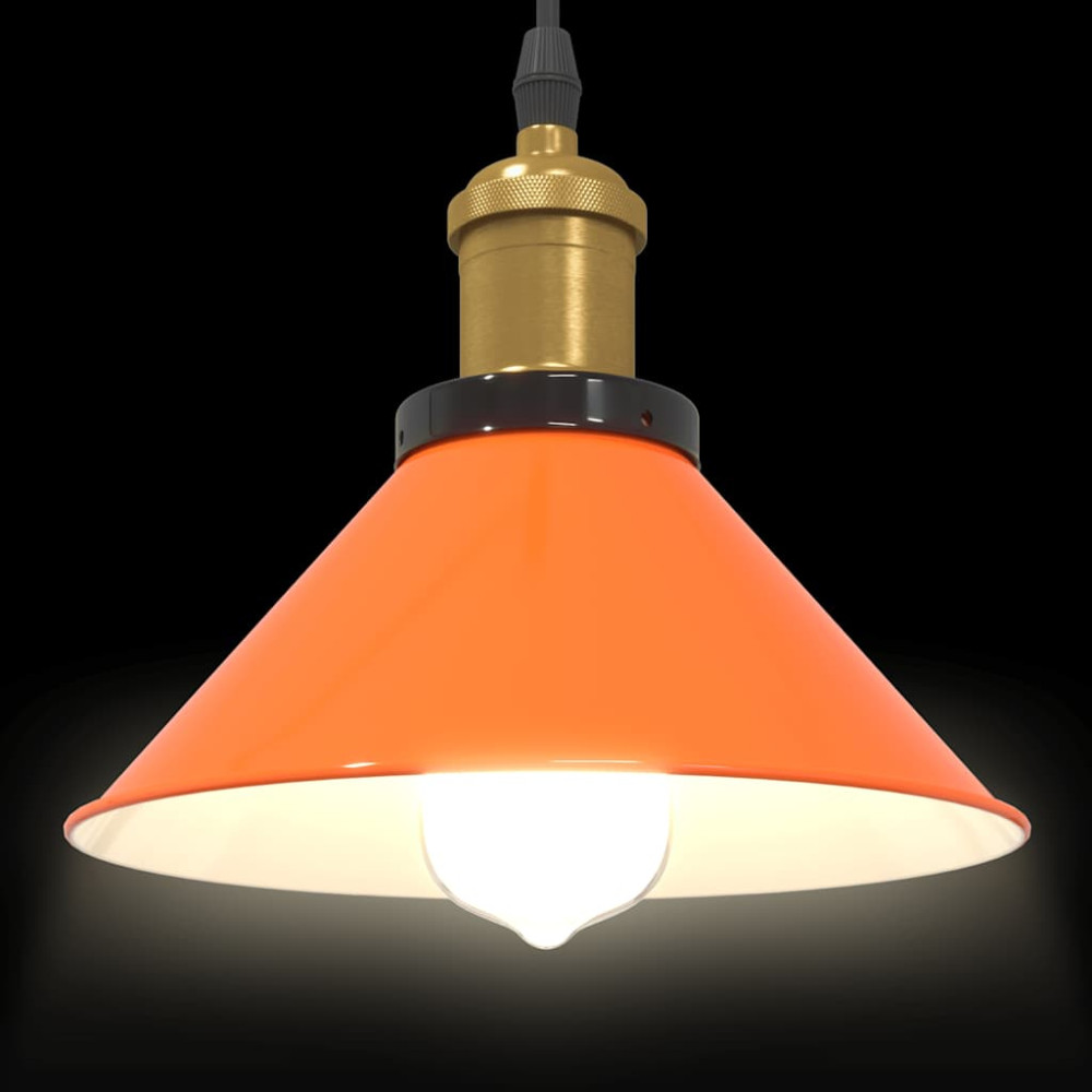 Produktbild för Taklampa höjdjusterbar E27 glans orange Ø 22 cm metall