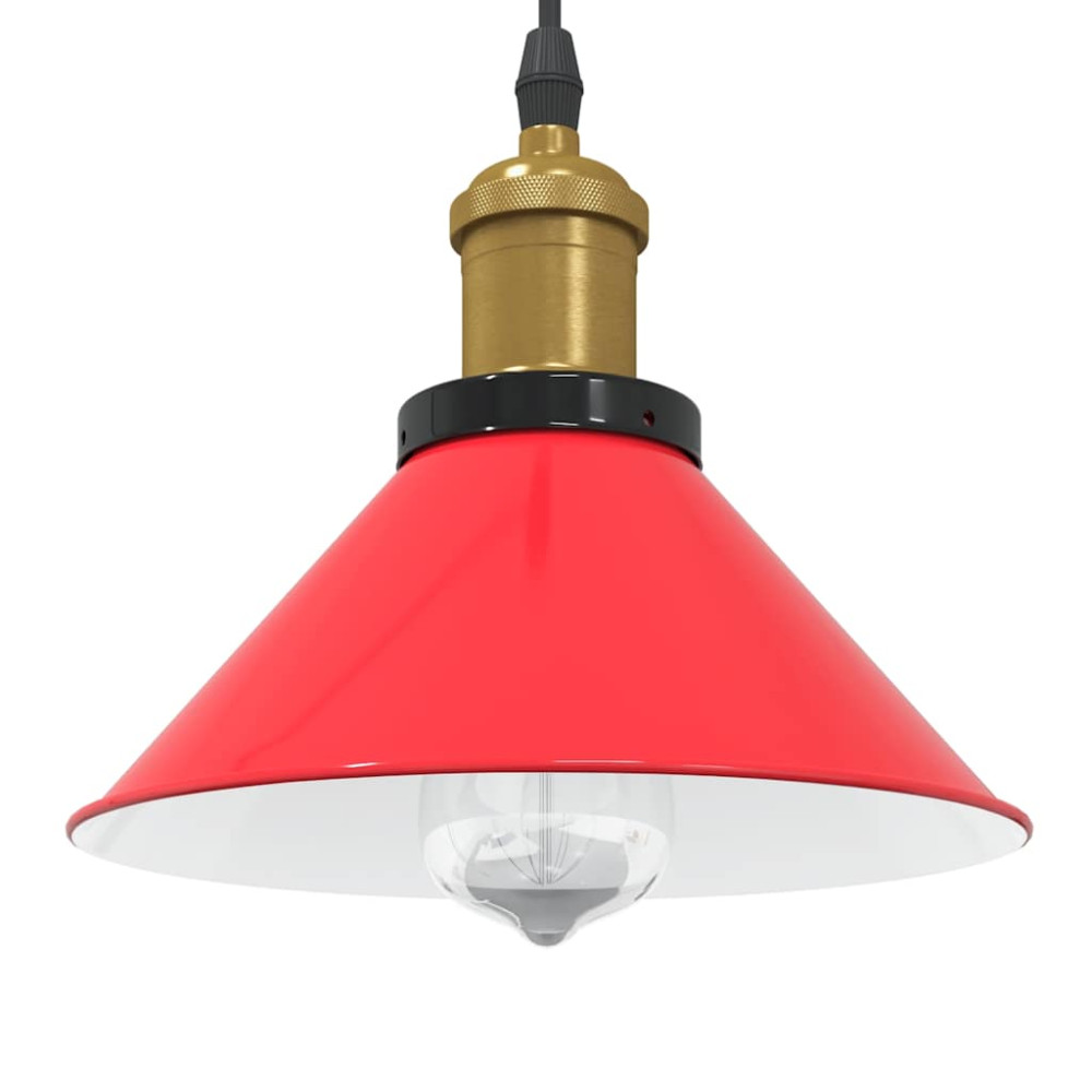 Produktbild för Taklampa höjdjusterbar E27 glans röd Ø 22 cm metall