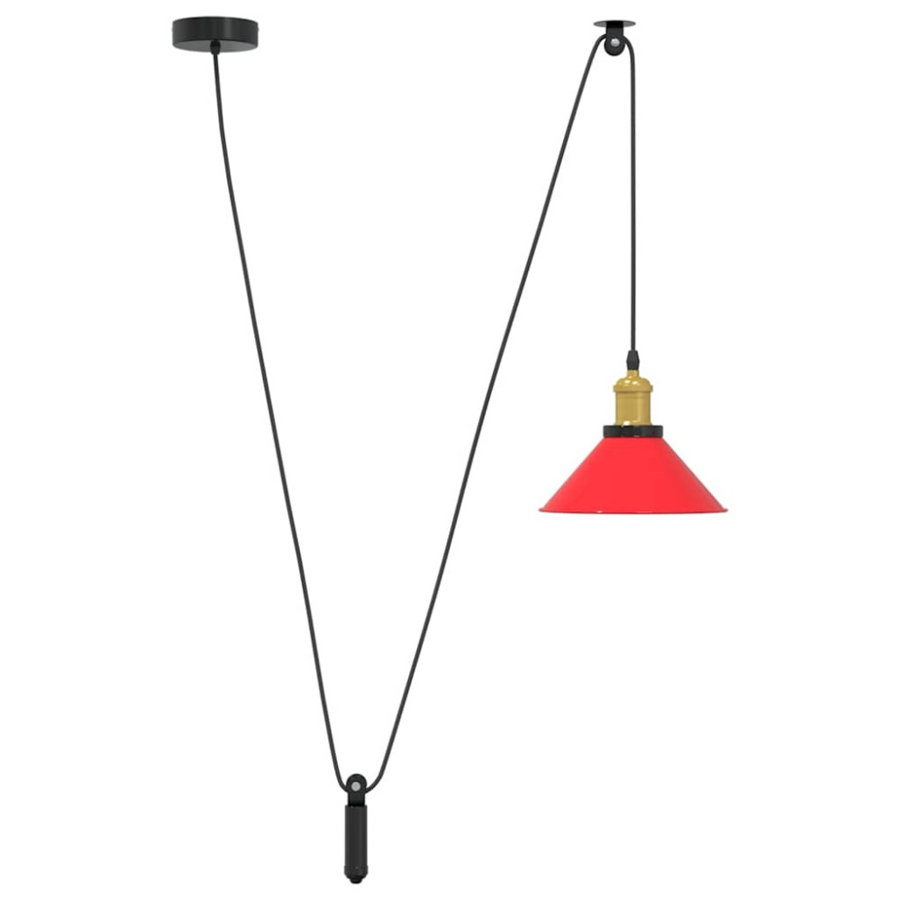Produktbild för Taklampa höjdjusterbar E27 glans röd Ø 22 cm metall