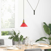 Produktbild för Taklampa höjdjusterbar E27 glans röd Ø 22 cm metall