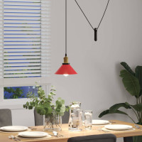 Produktbild för Taklampa höjdjusterbar E27 glans röd Ø 22 cm metall
