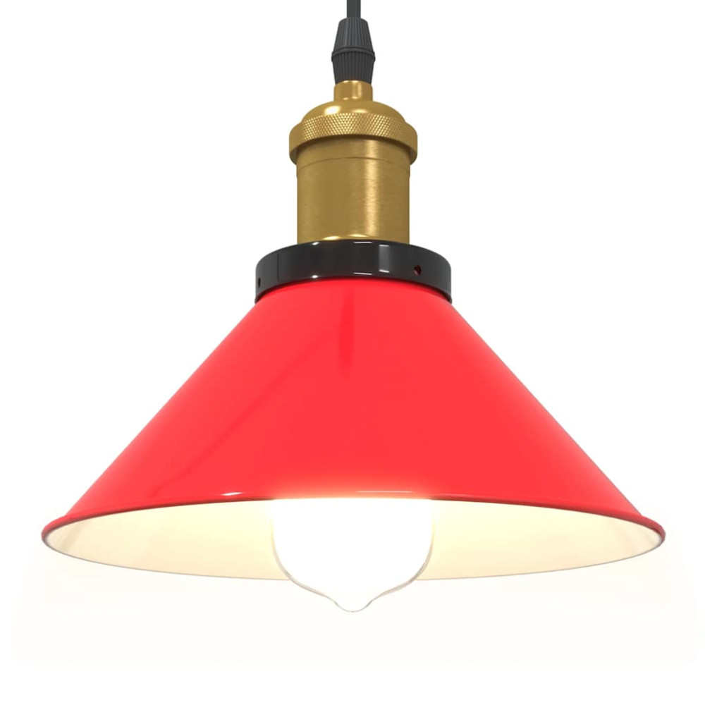 Produktbild för Taklampa höjdjusterbar E27 glans röd Ø 22 cm metall