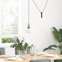 Produktbild för Taklampa höjdjusterbar E27 blank vit Ø 22 cm metall