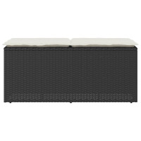 Produktbild för Trädgårdsbänk med dyna svart 110x40x44 cm konstrotting