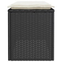 Produktbild för Trädgårdsbänk med dyna svart 110x40x44 cm konstrotting