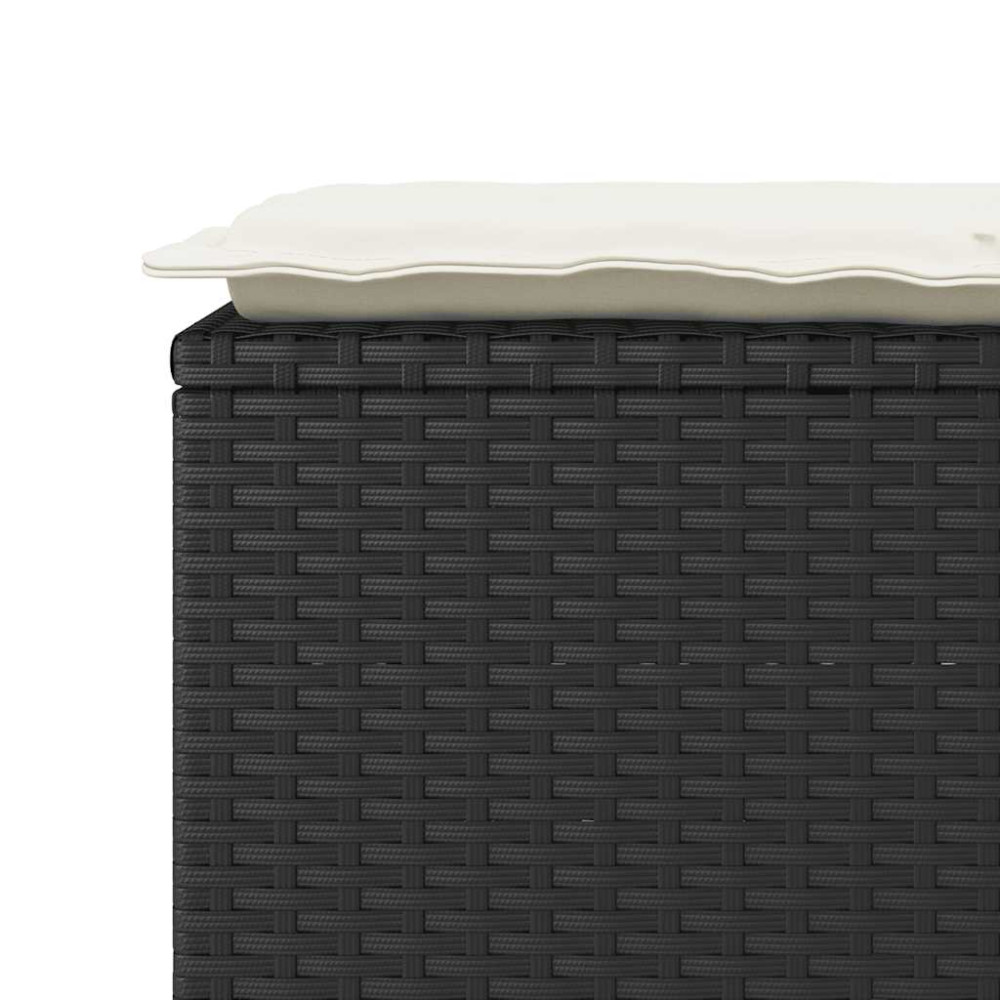 Produktbild för Trädgårdsbänk med dyna svart 110x40x44 cm konstrotting