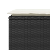 Produktbild för Trädgårdsbänk med dyna svart 110x40x44 cm konstrotting