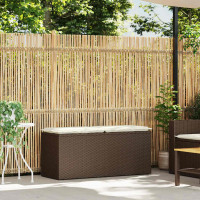 Produktbild för Trädgårdsbänk med dyna brun 110x40x44 cm konstrotting