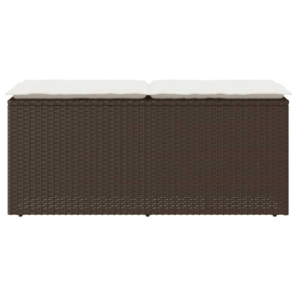 Produktbild för Trädgårdsbänk med dyna brun 110x40x44 cm konstrotting