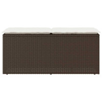 Produktbild för Trädgårdsbänk med dyna brun 110x40x44 cm konstrotting