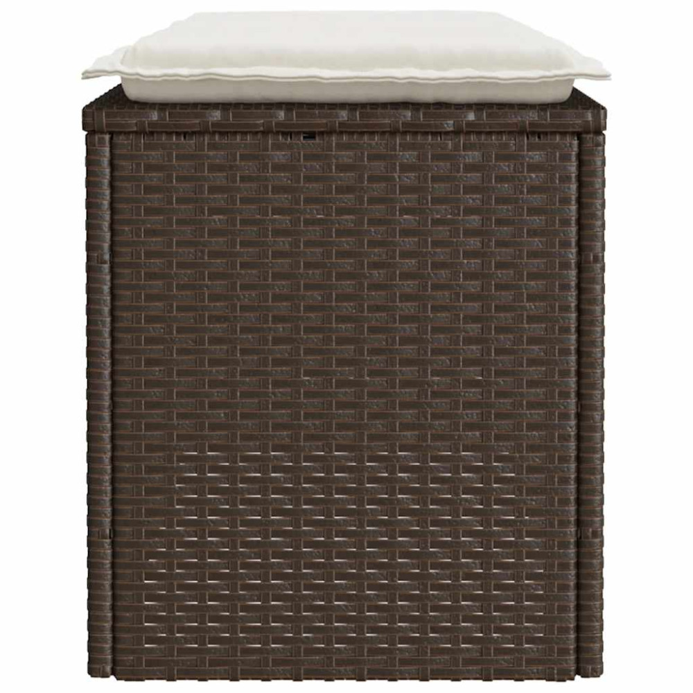 Produktbild för Trädgårdsbänk med dyna brun 110x40x44 cm konstrotting