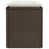 Produktbild för Trädgårdsbänk med dyna brun 110x40x44 cm konstrotting