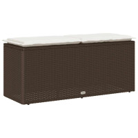 Produktbild för Trädgårdsbänk med dyna brun 110x40x44 cm konstrotting