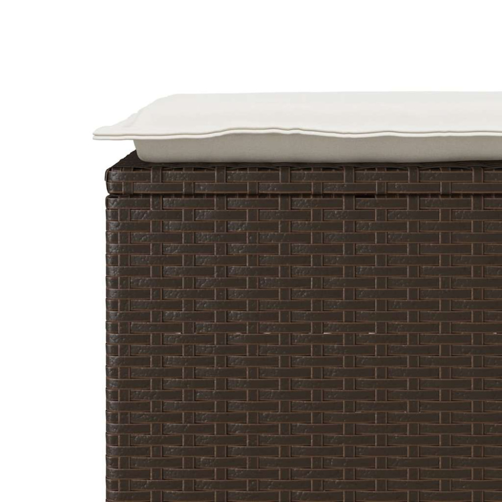 Produktbild för Trädgårdsbänk med dyna brun 110x40x44 cm konstrotting