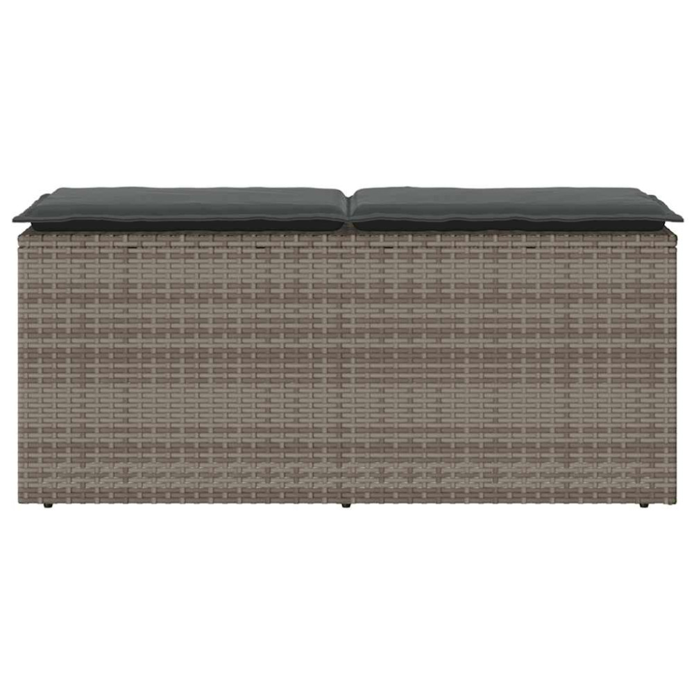Produktbild för Trädgårdsbänk med dyna grå 110x40x44 cm konstrotting
