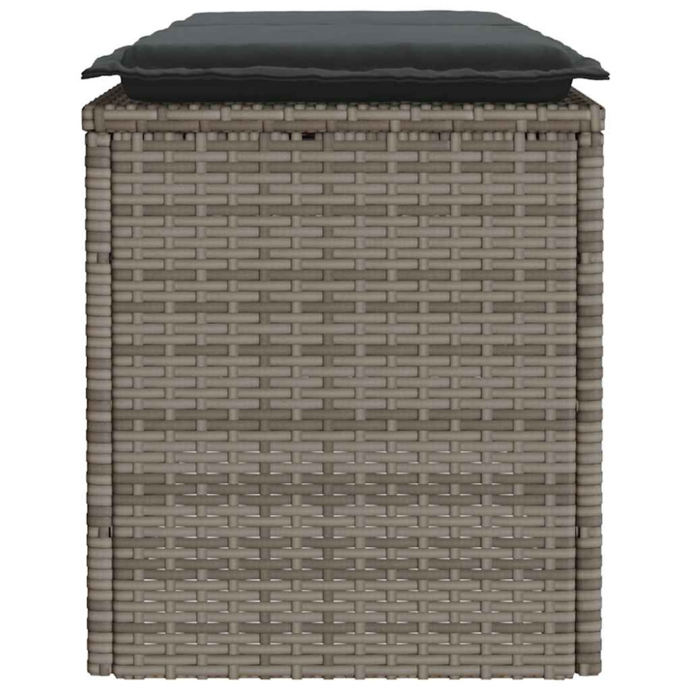 Produktbild för Trädgårdsbänk med dyna grå 110x40x44 cm konstrotting