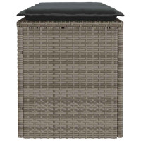 Produktbild för Trädgårdsbänk med dyna grå 110x40x44 cm konstrotting