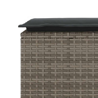 Produktbild för Trädgårdsbänk med dyna grå 110x40x44 cm konstrotting