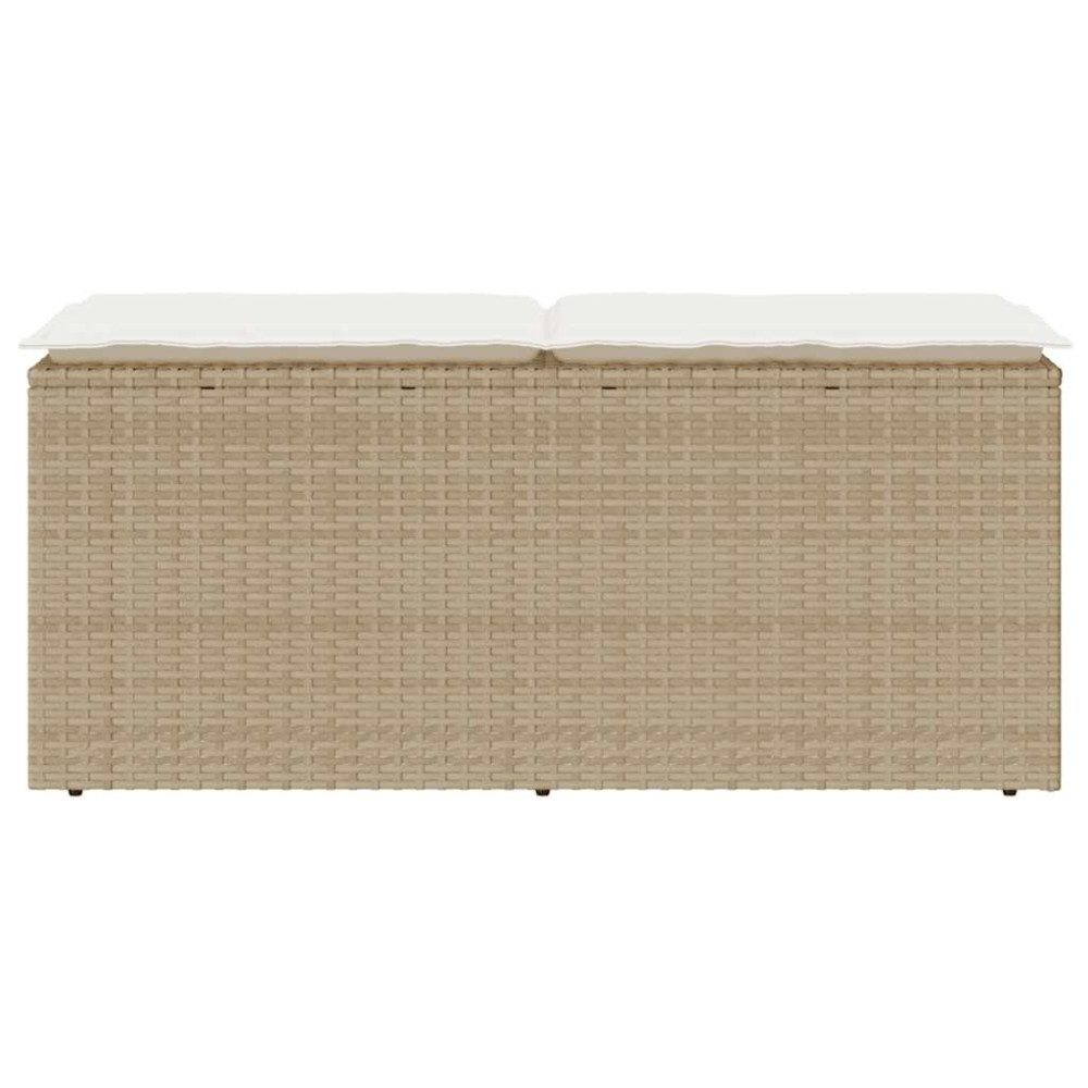 Produktbild för Trädgårdsbänk med dyna beige 110x40x44 cm konstrotting