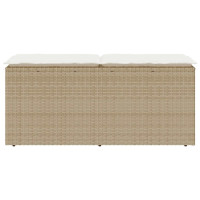 Produktbild för Trädgårdsbänk med dyna beige 110x40x44 cm konstrotting