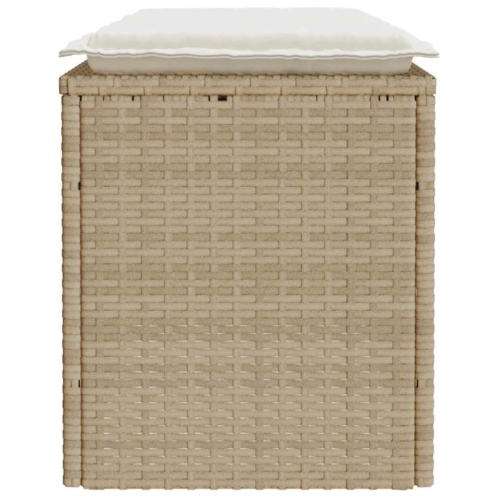 Produktbild för Trädgårdsbänk med dyna beige 110x40x44 cm konstrotting