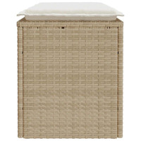 Produktbild för Trädgårdsbänk med dyna beige 110x40x44 cm konstrotting