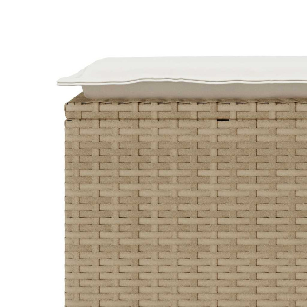 Produktbild för Trädgårdsbänk med dyna beige 110x40x44 cm konstrotting
