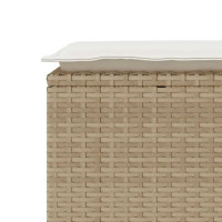 Produktbild för Trädgårdsbänk med dyna beige 110x40x44 cm konstrotting
