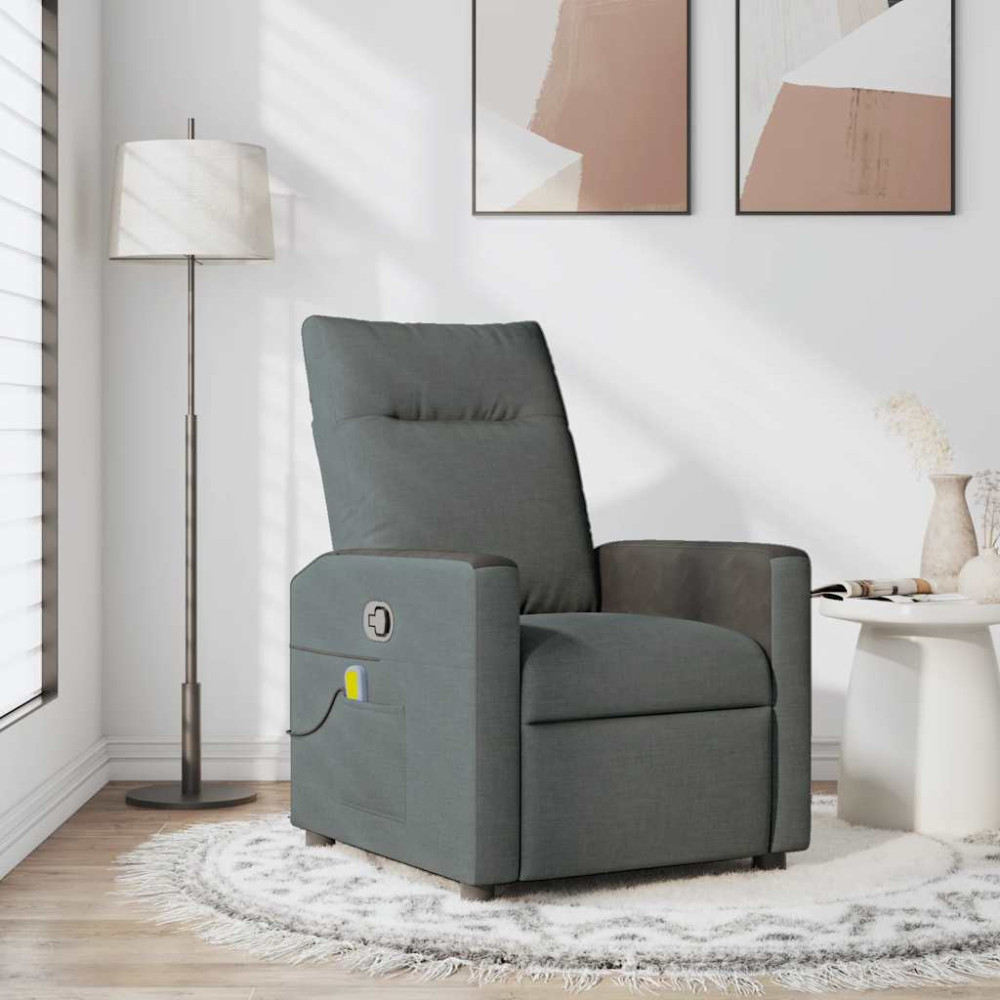 Produktbild för Massagefåtölj mörkgrå tyg