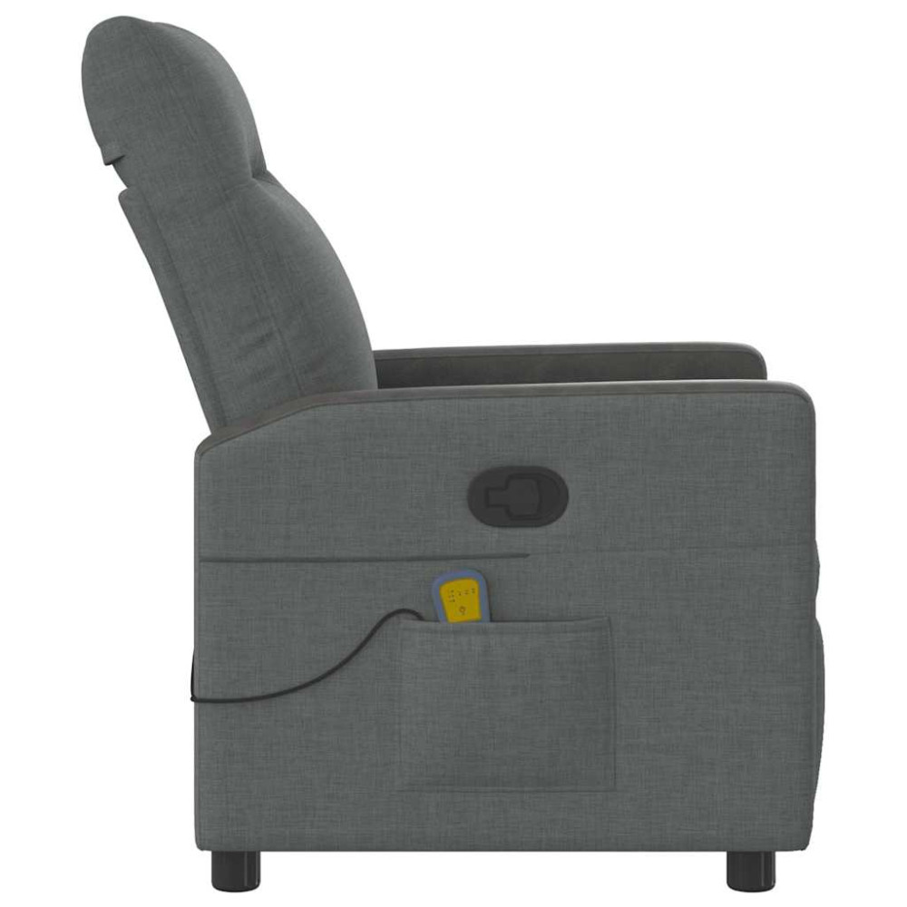 Produktbild för Massagefåtölj mörkgrå tyg