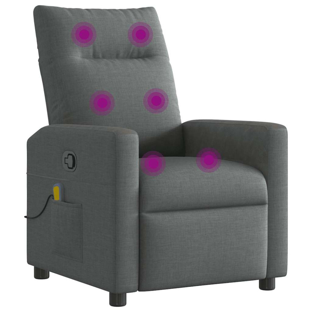 Produktbild för Massagefåtölj mörkgrå tyg