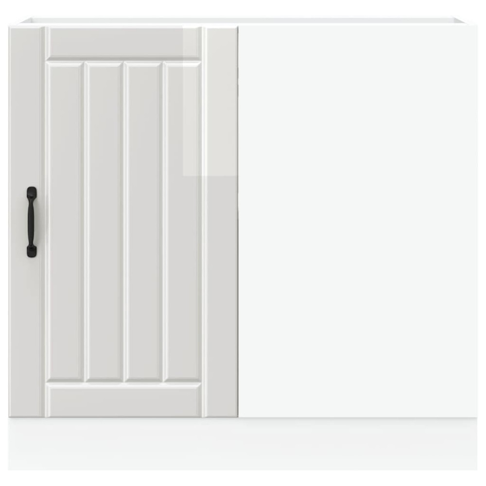 Produktbild för Köksbänk "Lucca" högblank vit parkett