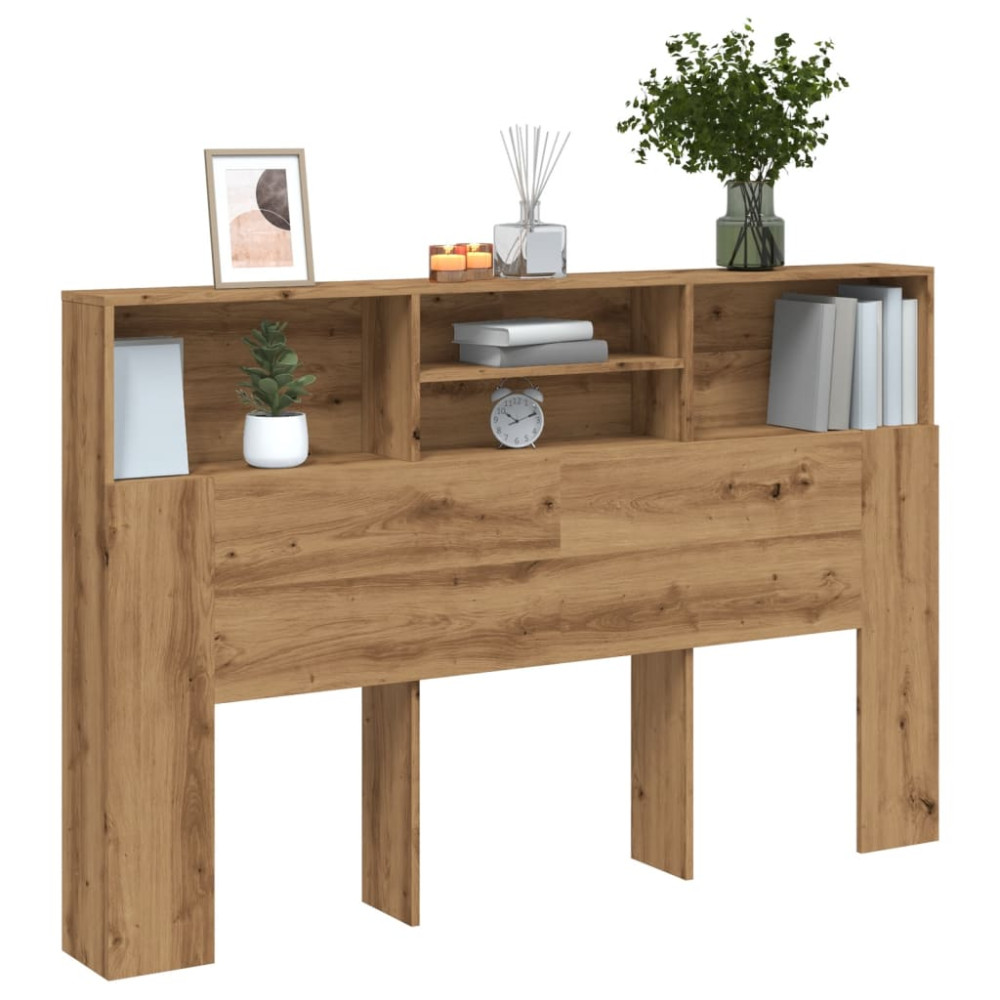 Produktbild för Sänggavel m förvaring ek 160x19x103,5 cm konstruerat trä