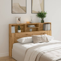 Produktbild för Sänggavel m förvaring ek 160x19x103,5 cm konstruerat trä