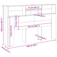 Produktbild för Sänggavel m förvaring ek 160x19x103,5 cm konstruerat trä
