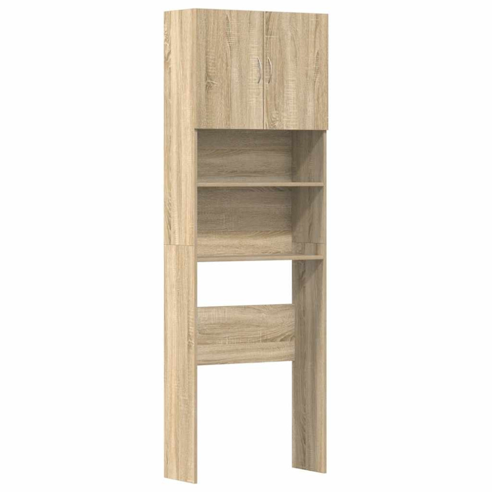 Produktbild för Tvättmaskinsskåp sonoma-ek 64x24x190 cm konstruerat trä