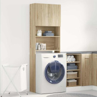 Produktbild för Tvättmaskinsskåp sonoma-ek 64x24x190 cm konstruerat trä