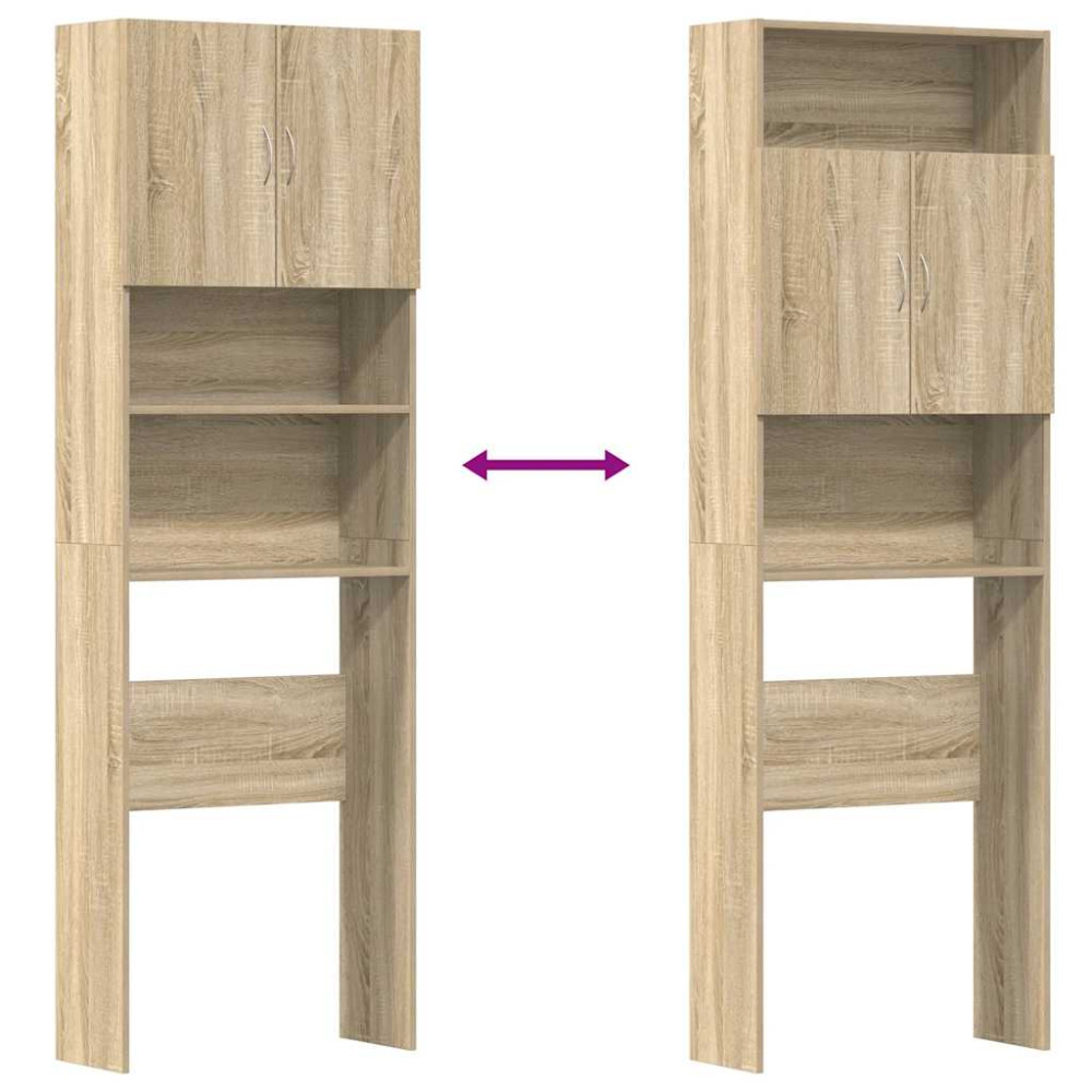 Produktbild för Tvättmaskinsskåp sonoma-ek 64x24x190 cm konstruerat trä
