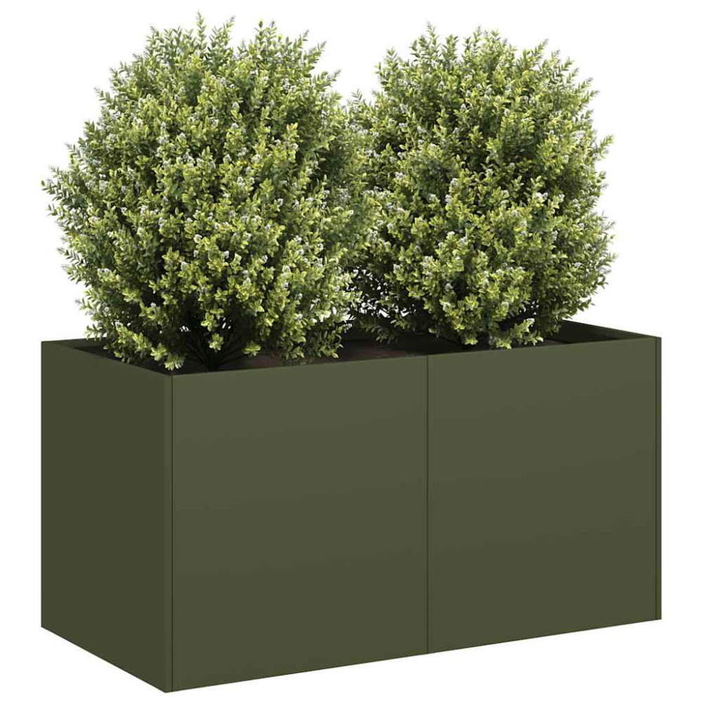 Produktbild för Odlingslåda olivgrön 80x40x40 cm kallvalsat stål
