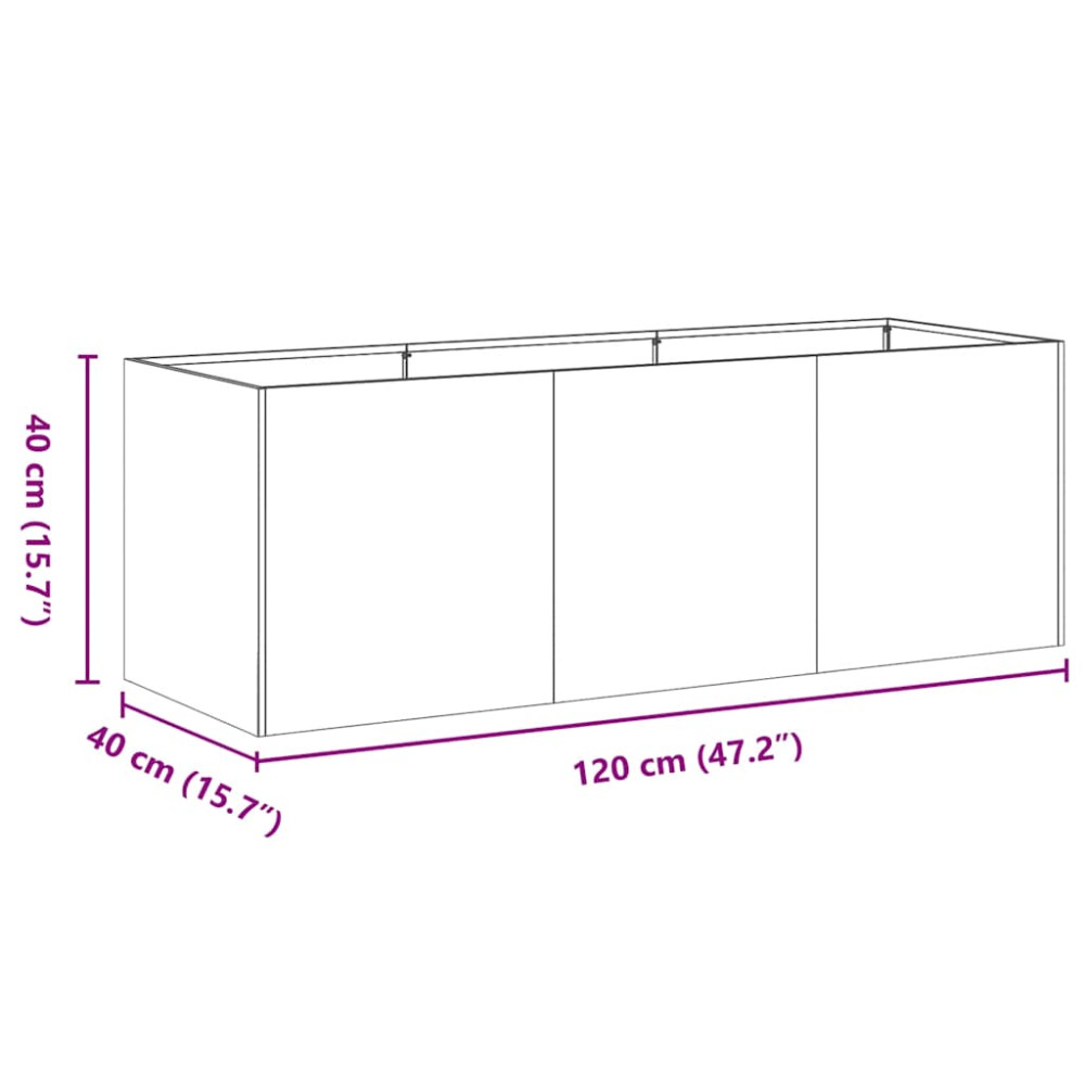 Produktbild för Trädgårdskruka 120x40x40 cm rostfritt stål