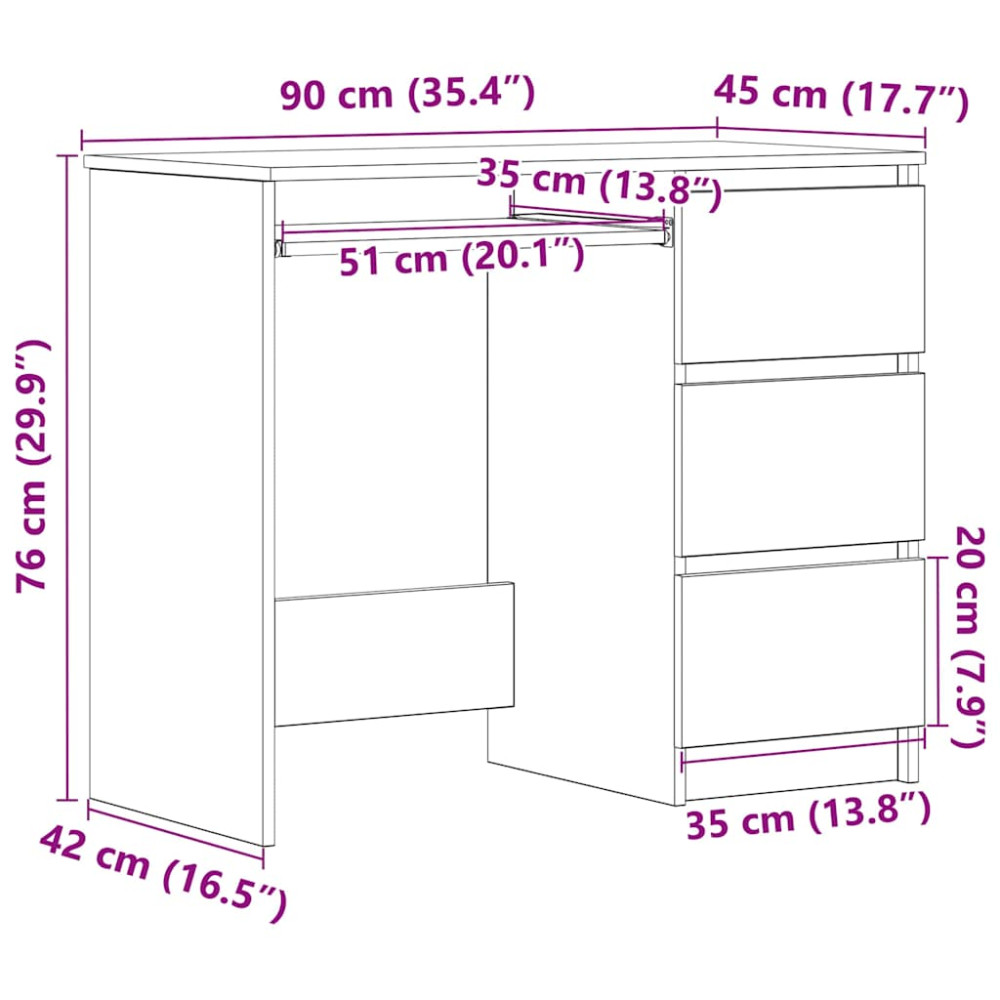 Produktbild för Skrivbord artisan ek 90x45x76 cm konstruerat trä