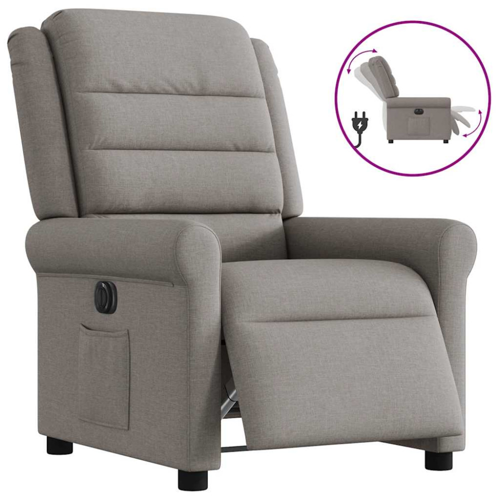 Produktbild för Elektrisk reclinerfåtölj taupe tyg
