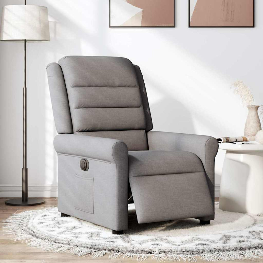 Produktbild för Elektrisk reclinerfåtölj taupe tyg