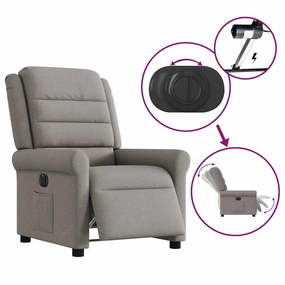 Produktbild för Elektrisk reclinerfåtölj taupe tyg