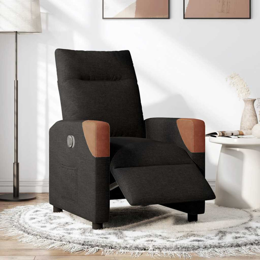 Produktbild för Elektrisk reclinerfåtölj svart tyg