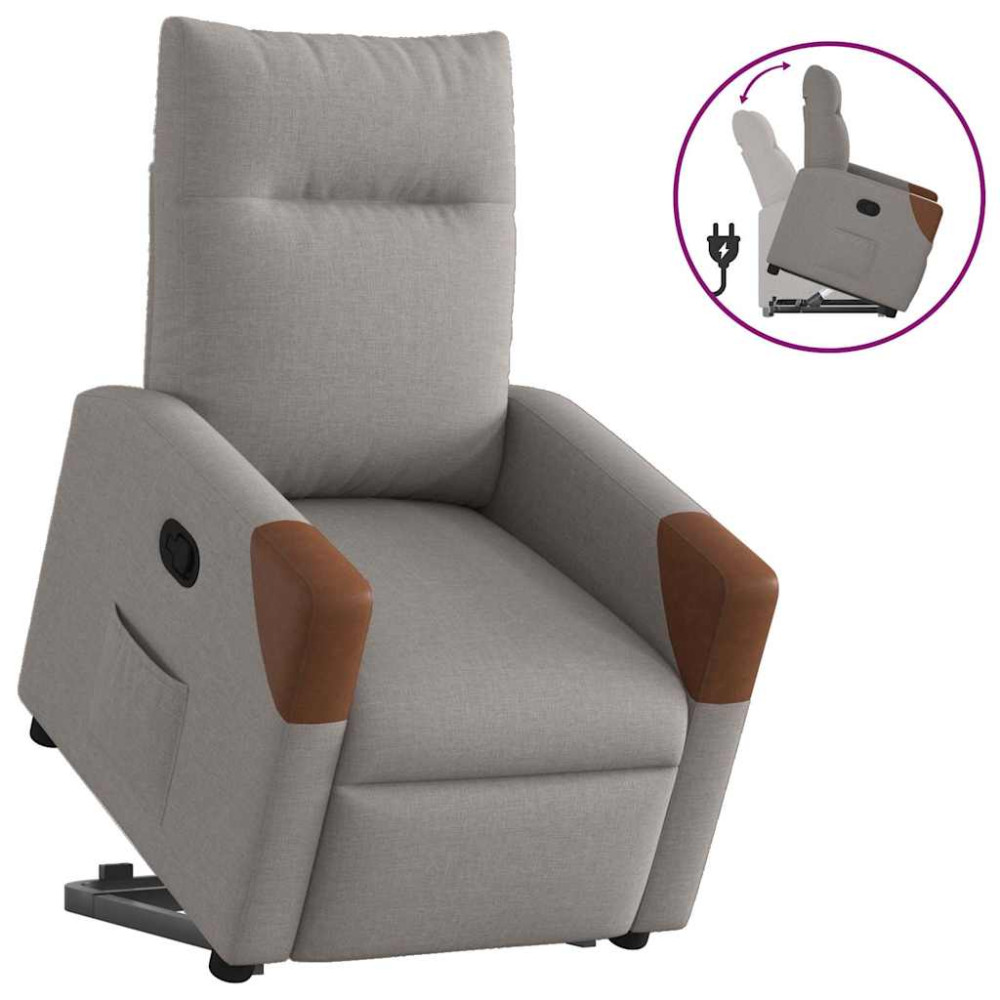 Produktbild för Reclinerfåtölj med uppresningshjälp taupe tyg
