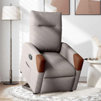 Produktbild för Reclinerfåtölj med uppresningshjälp taupe tyg