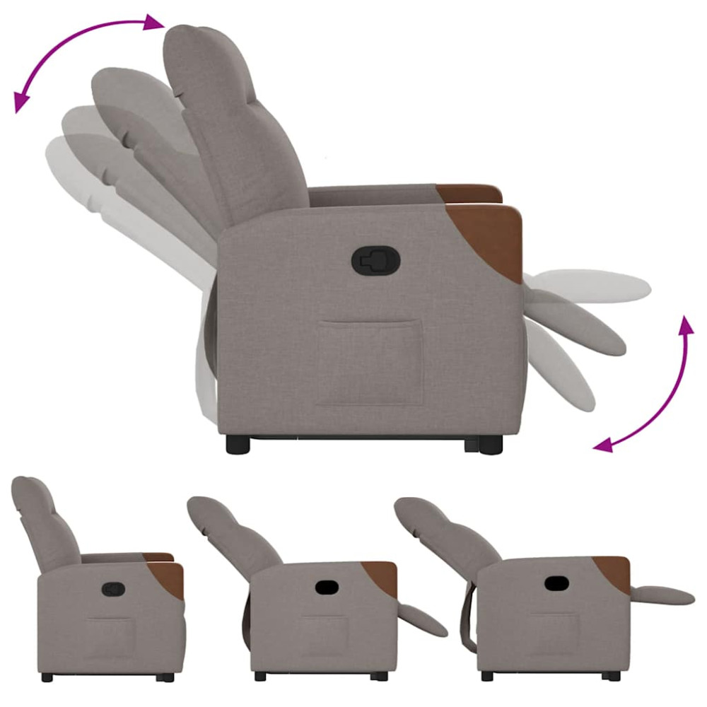 Produktbild för Reclinerfåtölj med uppresningshjälp taupe tyg