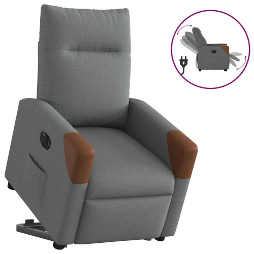 vidaXL Elektrisk reclinerfåtölj med uppresningshjälp mörkgrå tyg